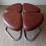 Coffee table and its 4  poufs years 70