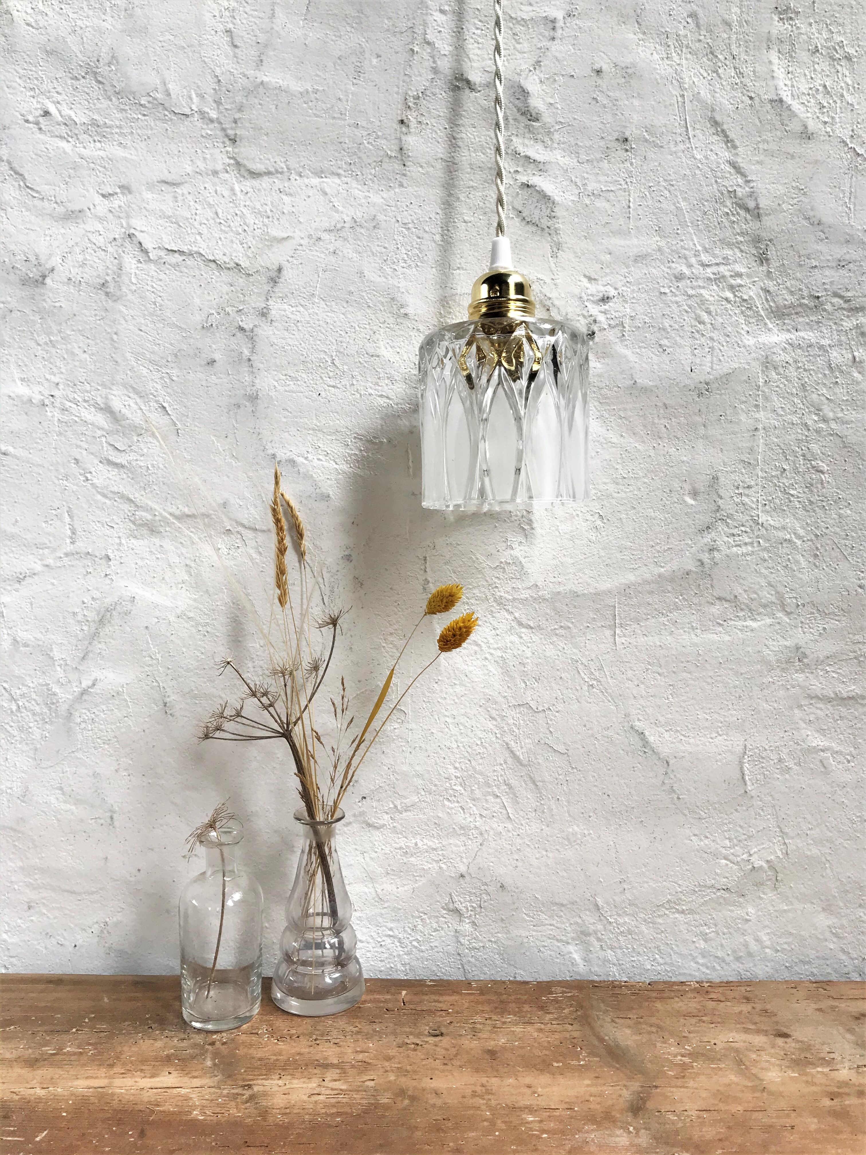 Vintage glass hand lamp