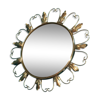 Miroir soleil doré diamètre 49cm