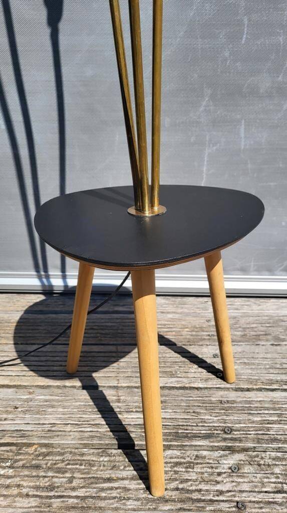 Three-light painter's table lamp in brass from the 1950s.