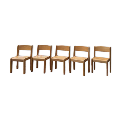 Suite de 5 chaises enfant années 60