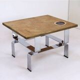 Table basse en laiton gravé à l'acide et pierre d'agate par Christian Krekels
