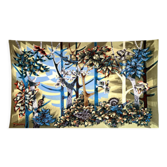 Silkscreened tapestry "The Forest" by Robert Debiève