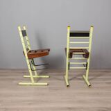 Pair of vintage 70s stools in iron and wood italian design