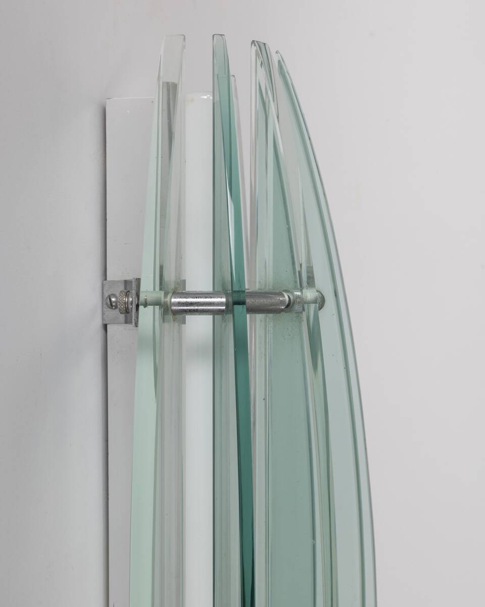 Vintage 70s metal and glass wall lamp design Veca