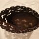 Vintage Magazine Rack Holder Waste Basket Cut Work Brown Leather Oval Shape