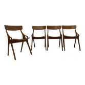 Ensemble de 4 chaises de salle à manger vintage danoises par Hovmand Olsen pour Mogens Kold, années 1960.