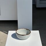 Small white glazed ceramic bowl black edges