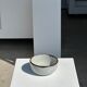 Small white glazed ceramic bowl black edges