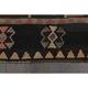 70's Brown Turkish Oushak Handmade Wool Geometric Motif Runner Rug 123x293
