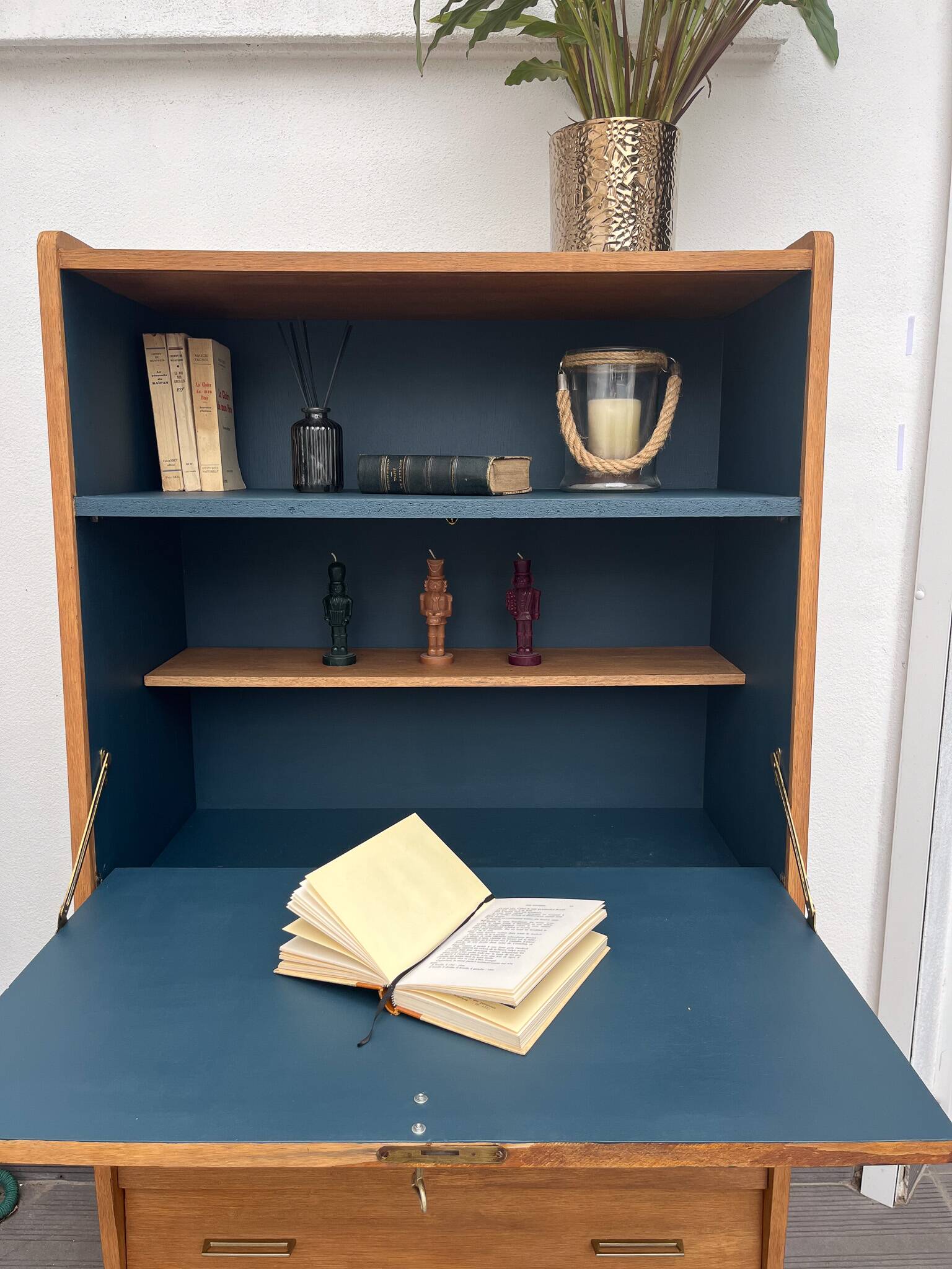 Vintage secretary desk with compass legs