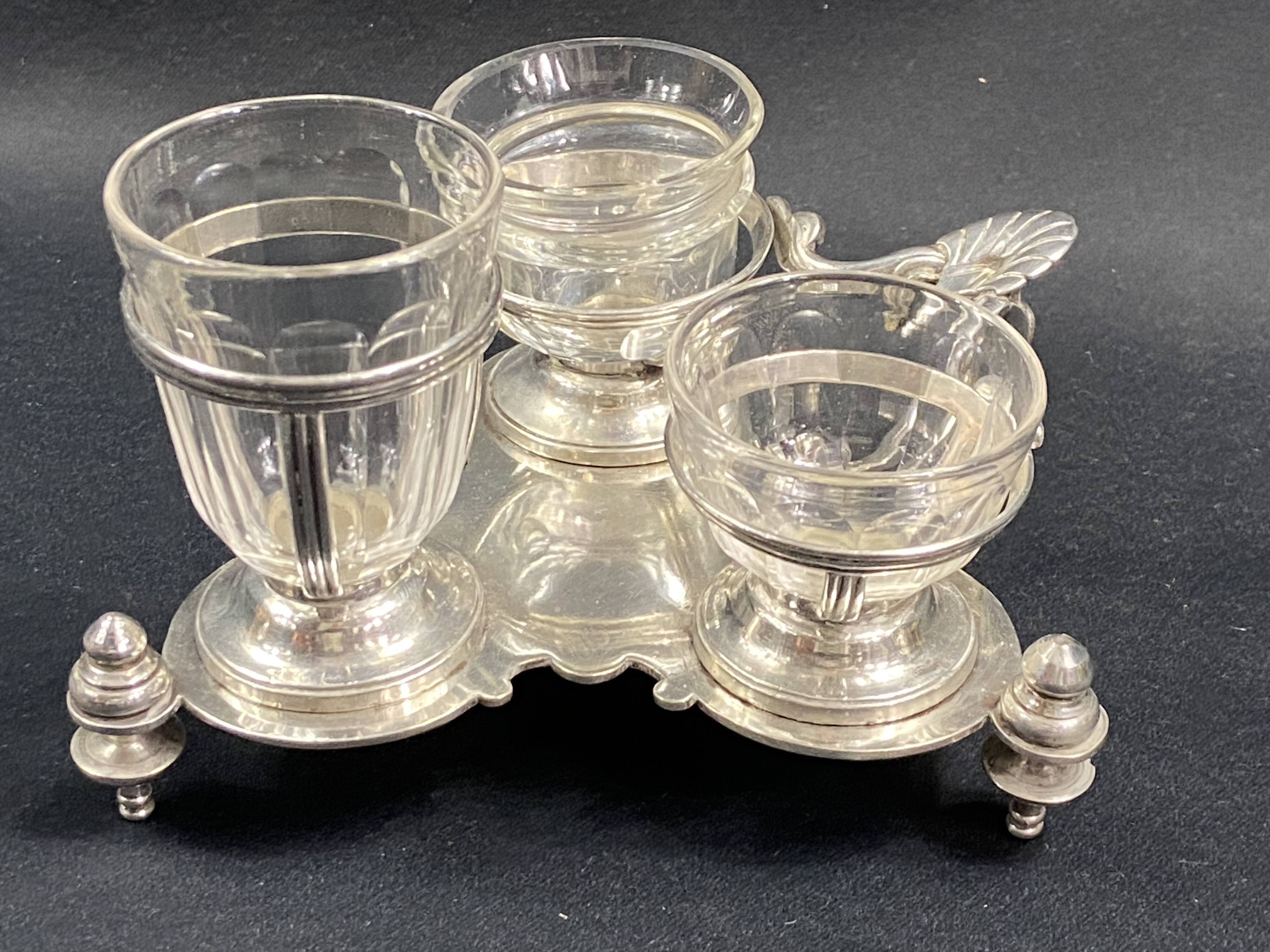 19th century Louis XV style condiment holder, silver or silver-plated metal frame