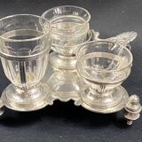 19th century Louis XV style condiment holder, silver or silver-plated metal frame