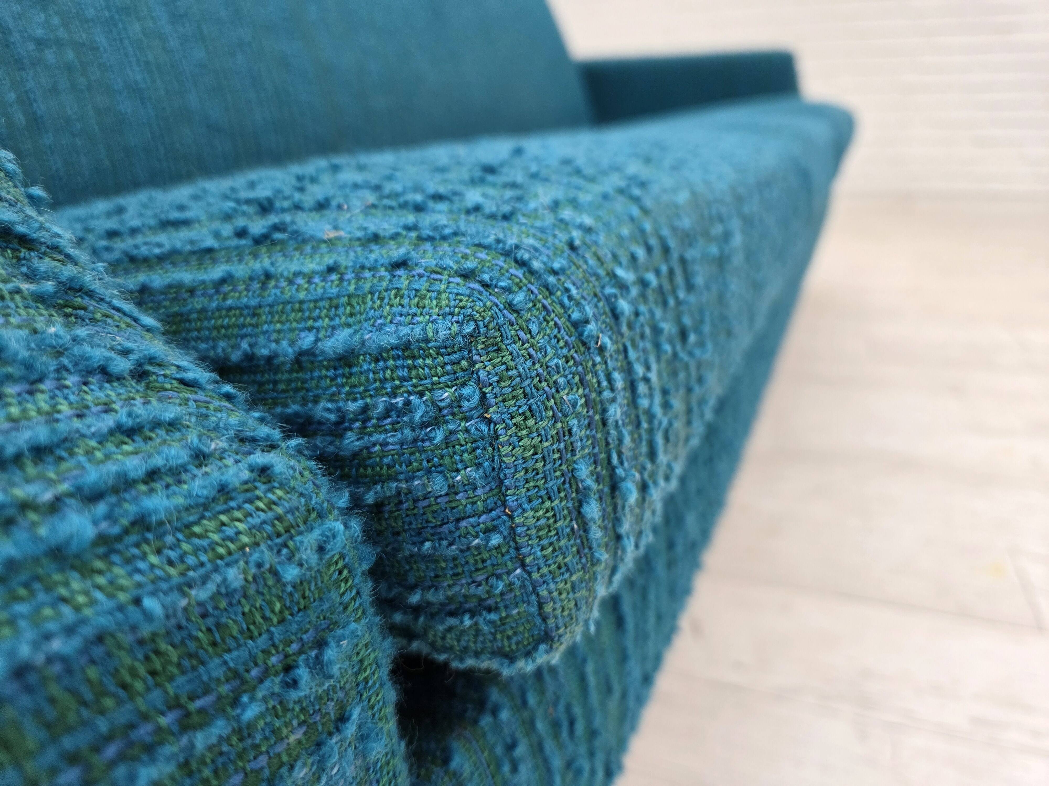 1970s, Danish 3-seater sofa, furniture wool, teak wood.