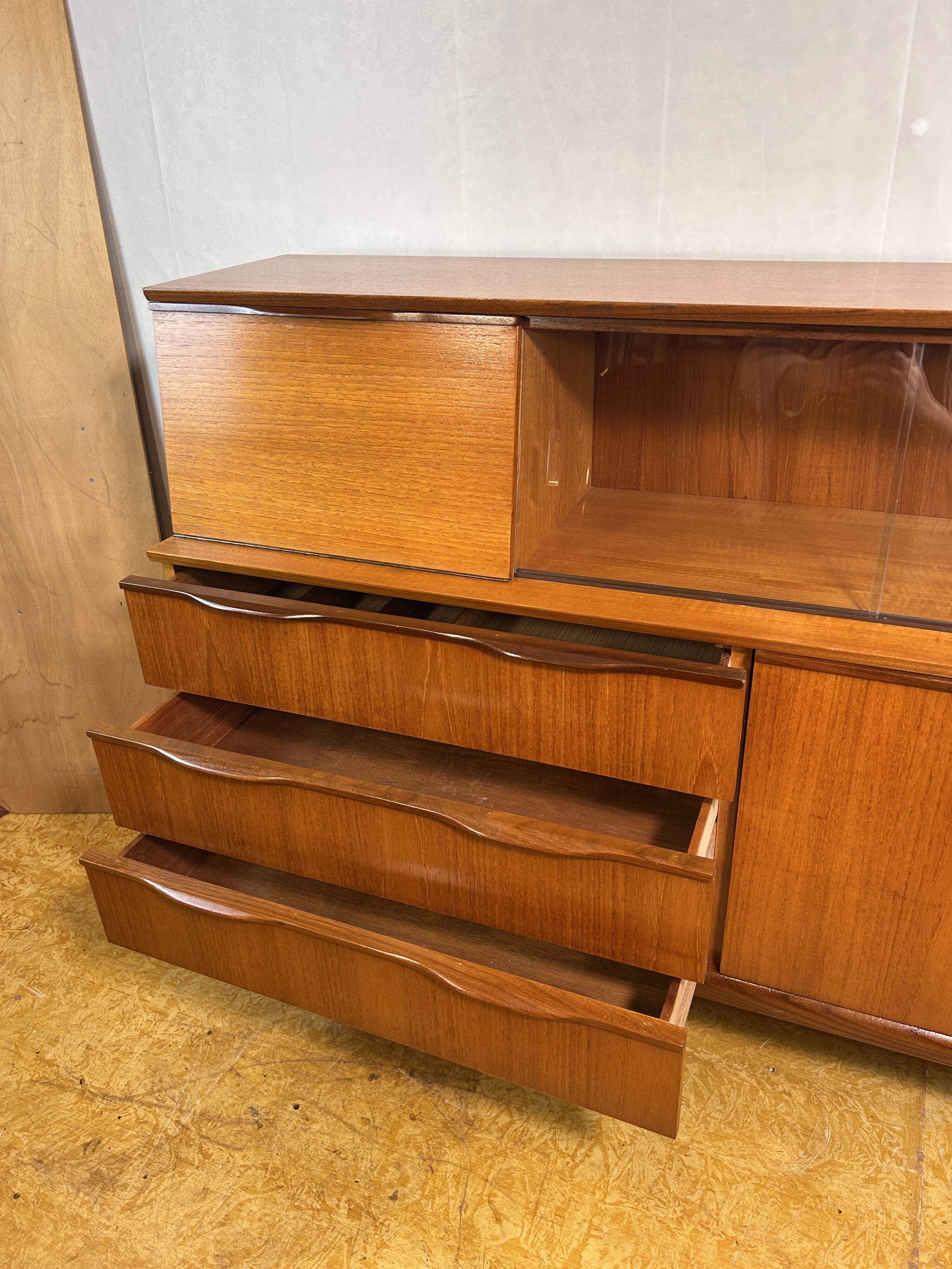 Mid Century Retro Vintage Teak Sideboard 1960 Bureau Flap + Cocktail Bar