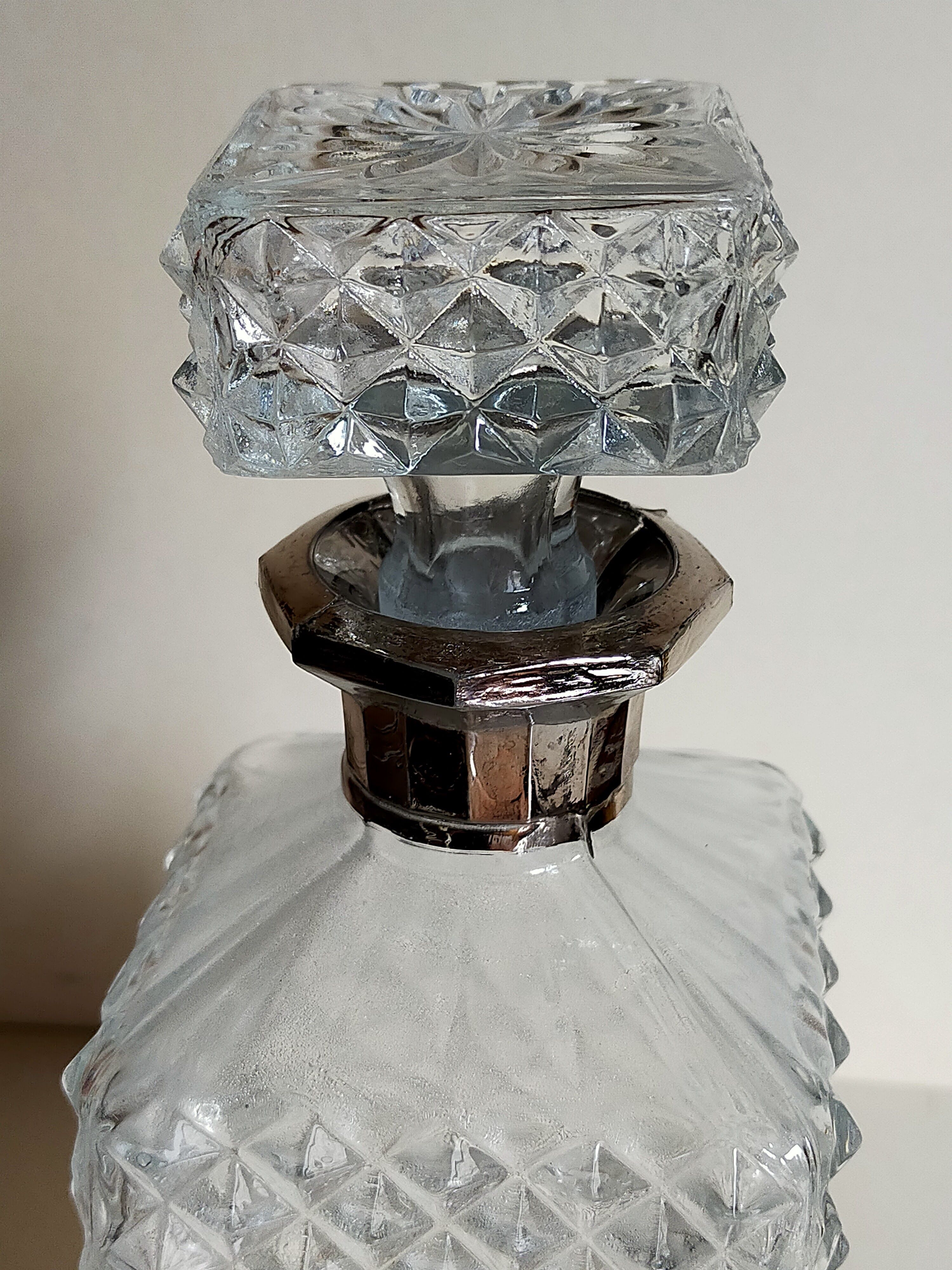 Vintage whisky carafe with golden neck