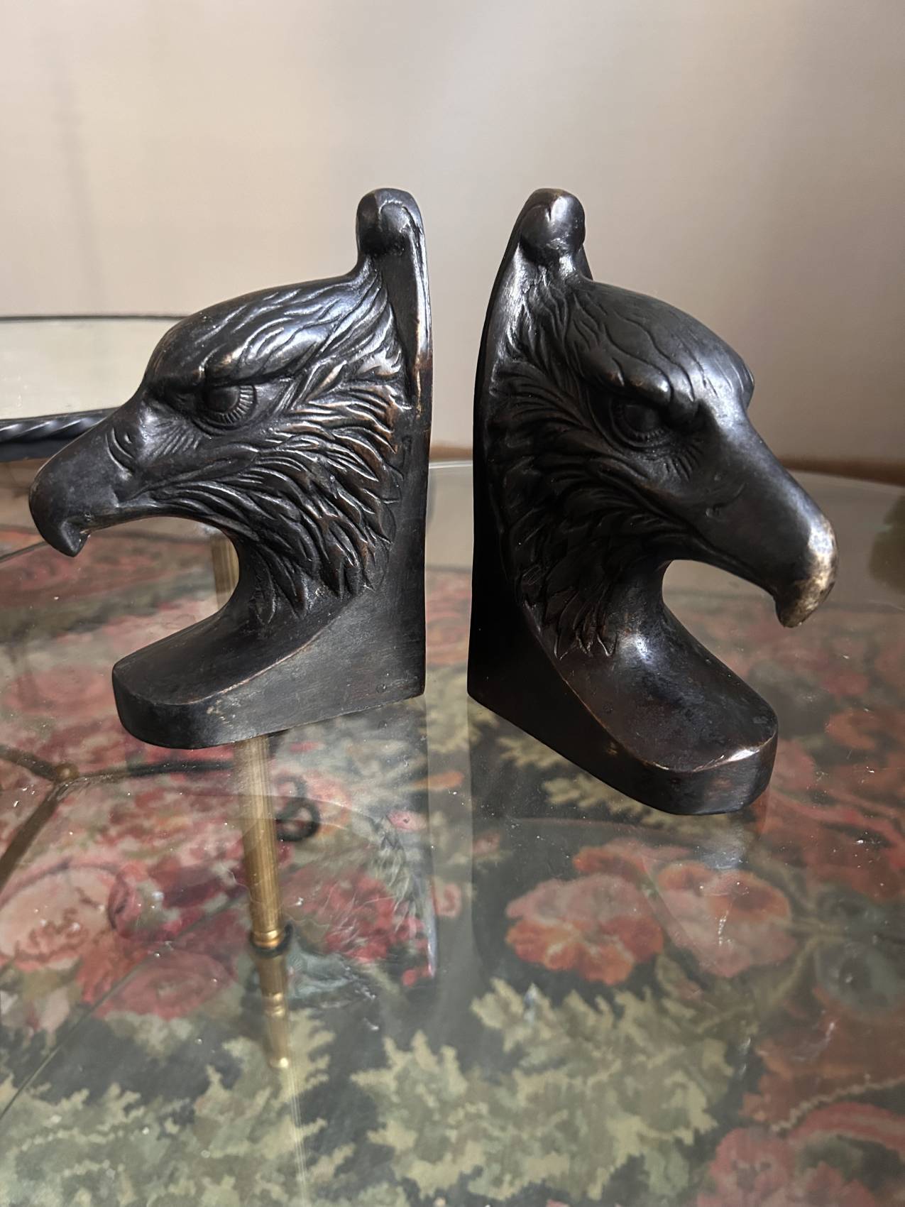 Pair of eagle bookends in patinated bronze – Art Deco style