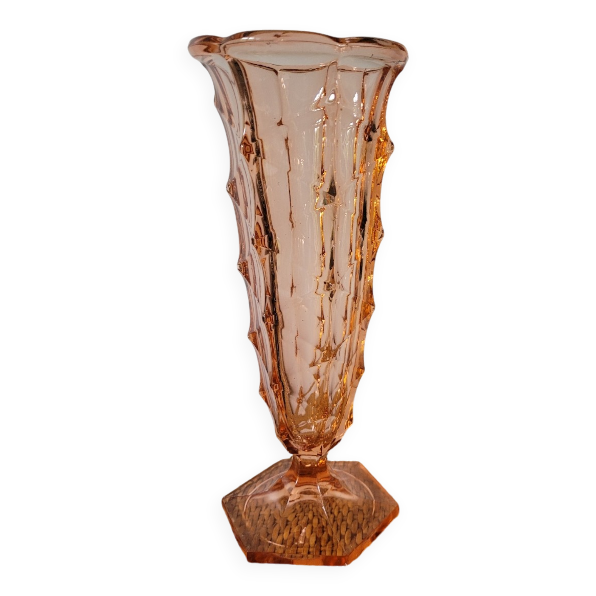High Art Deco vase pink glass