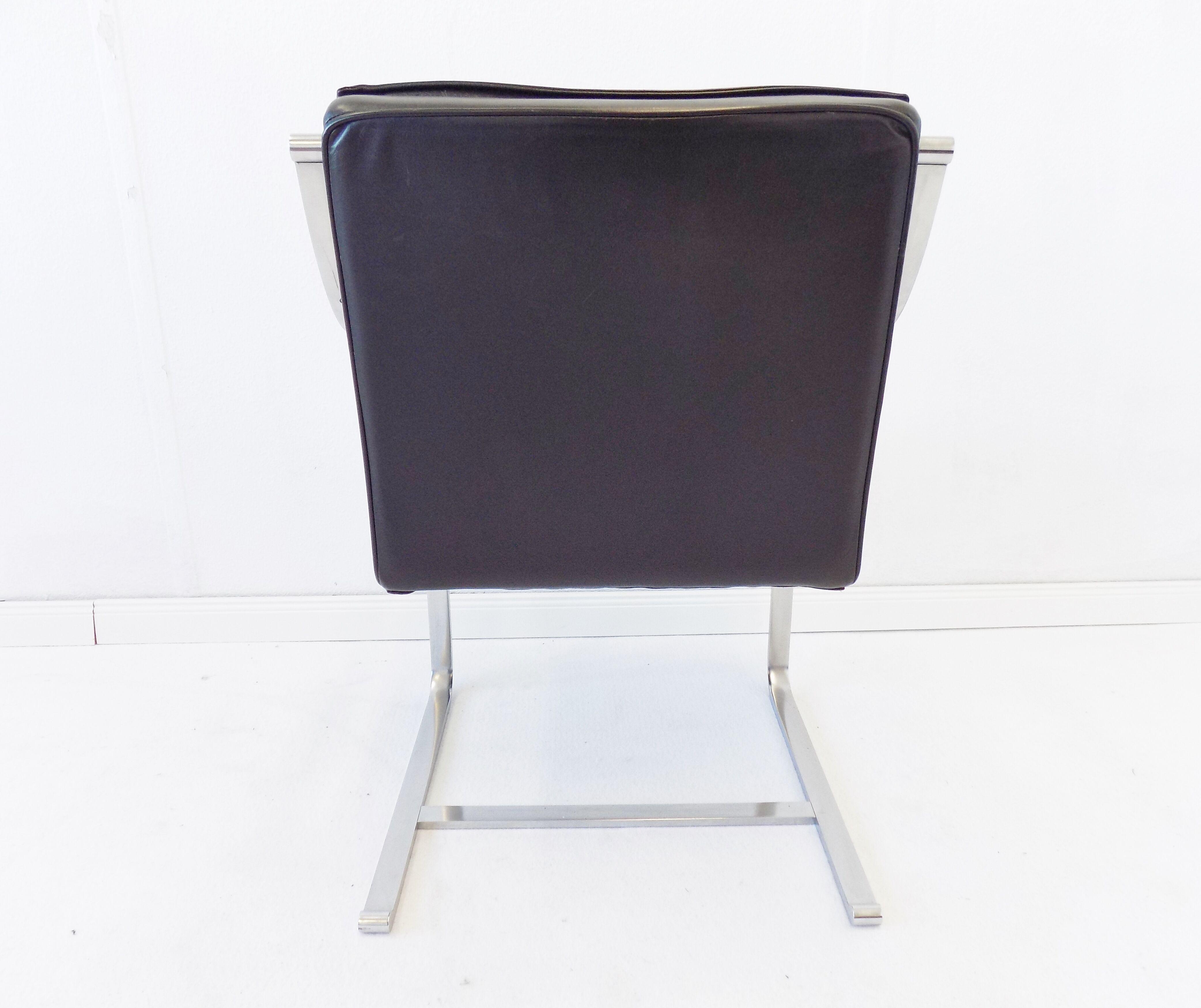 Fauteuil en cuir noir Knoll Art Collection par Rudolf B. Glatzel