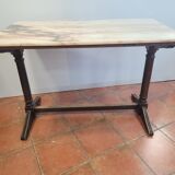 Bistro table oak base over marble
