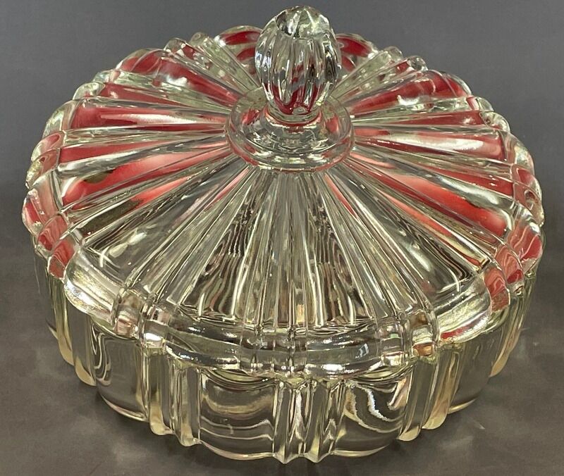 Details about Molded glass drageoir, diameter 18 cm