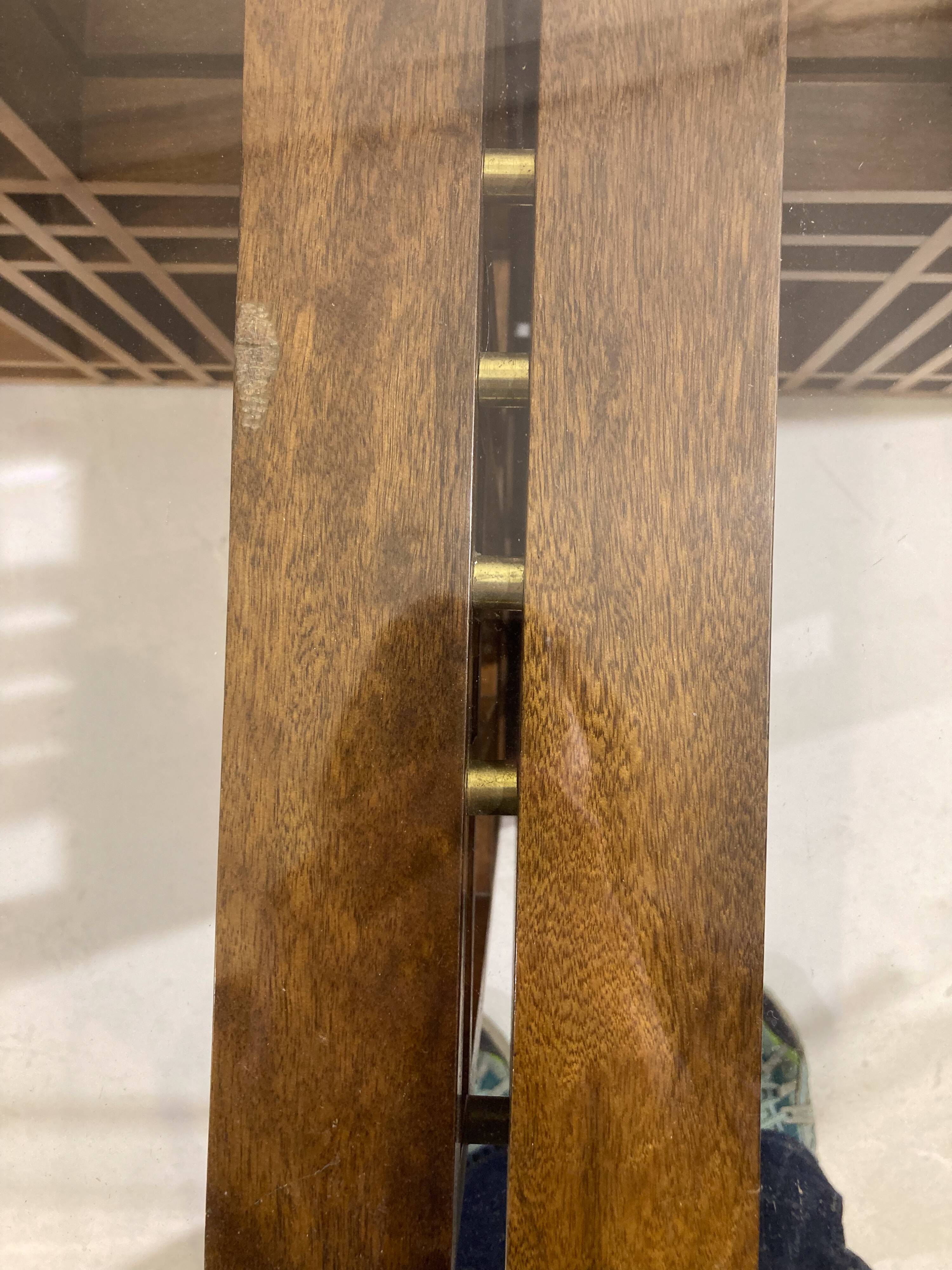 Table à manger en bois et verre, Italie 1960