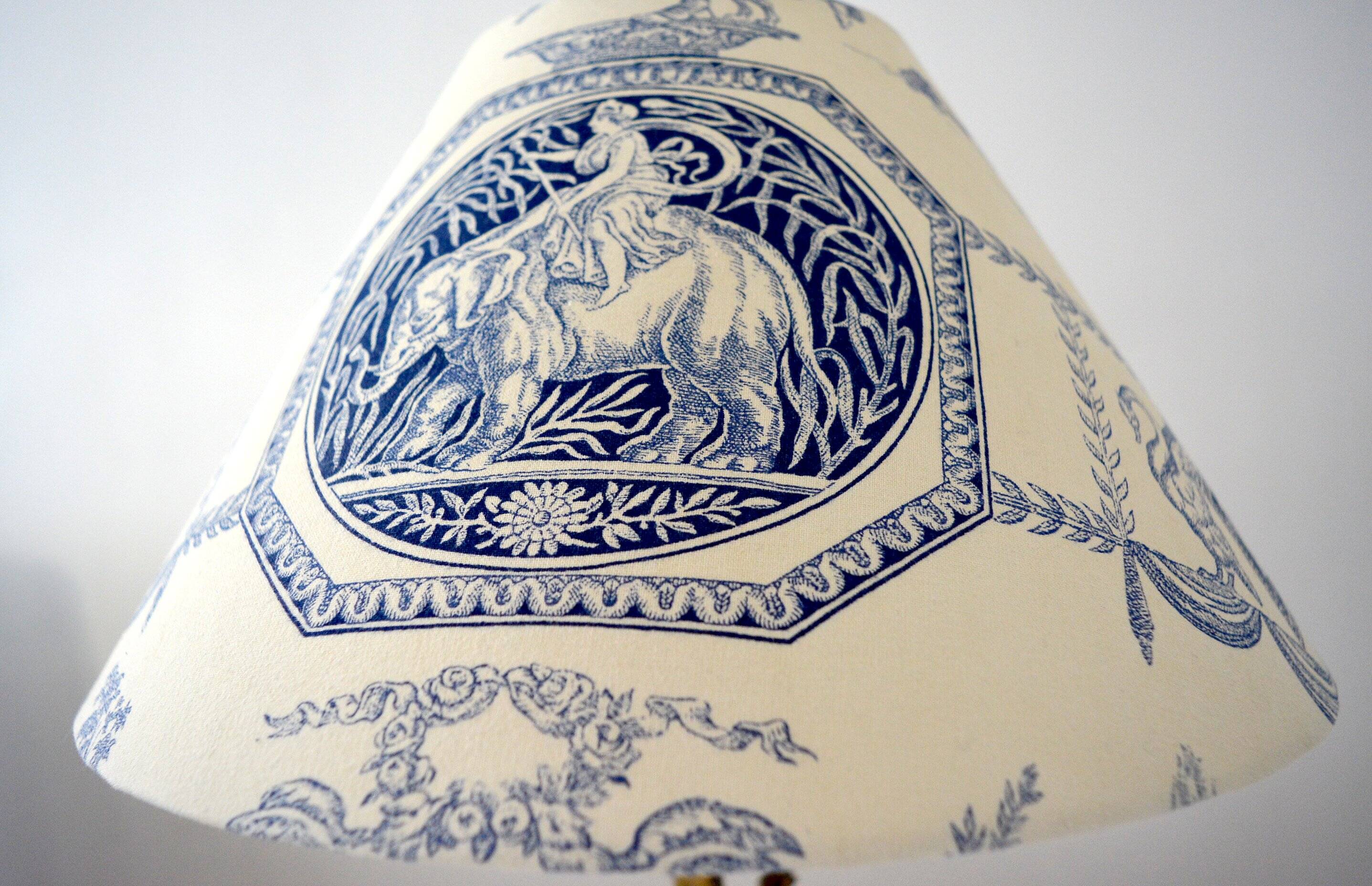 2 Abat-jours toile de jouy bleu