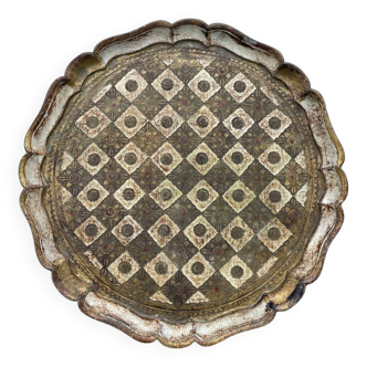 Round Florentine wooden tray