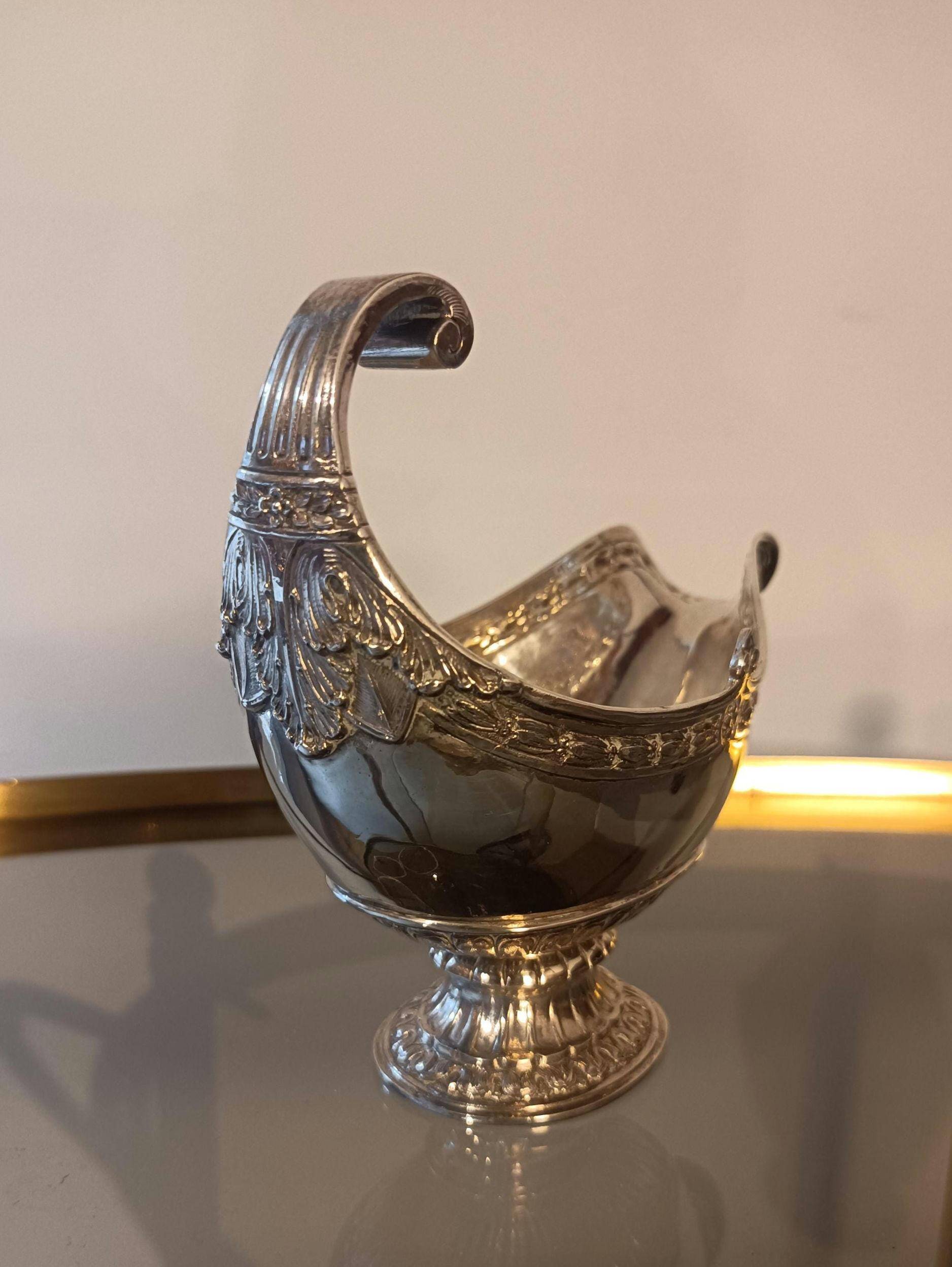 Silver sauceboat 800, Louis XVI style, Hanau around 1900