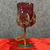 Fabienne Picaud: pink glass vase with amber applied decorations