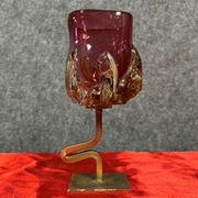 Fabienne Picaud: pink glass vase with amber applied decorations