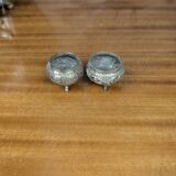 Pair of 800 thousandth Indian Silver Salt Cellars, Early 20th Century, Tableware
