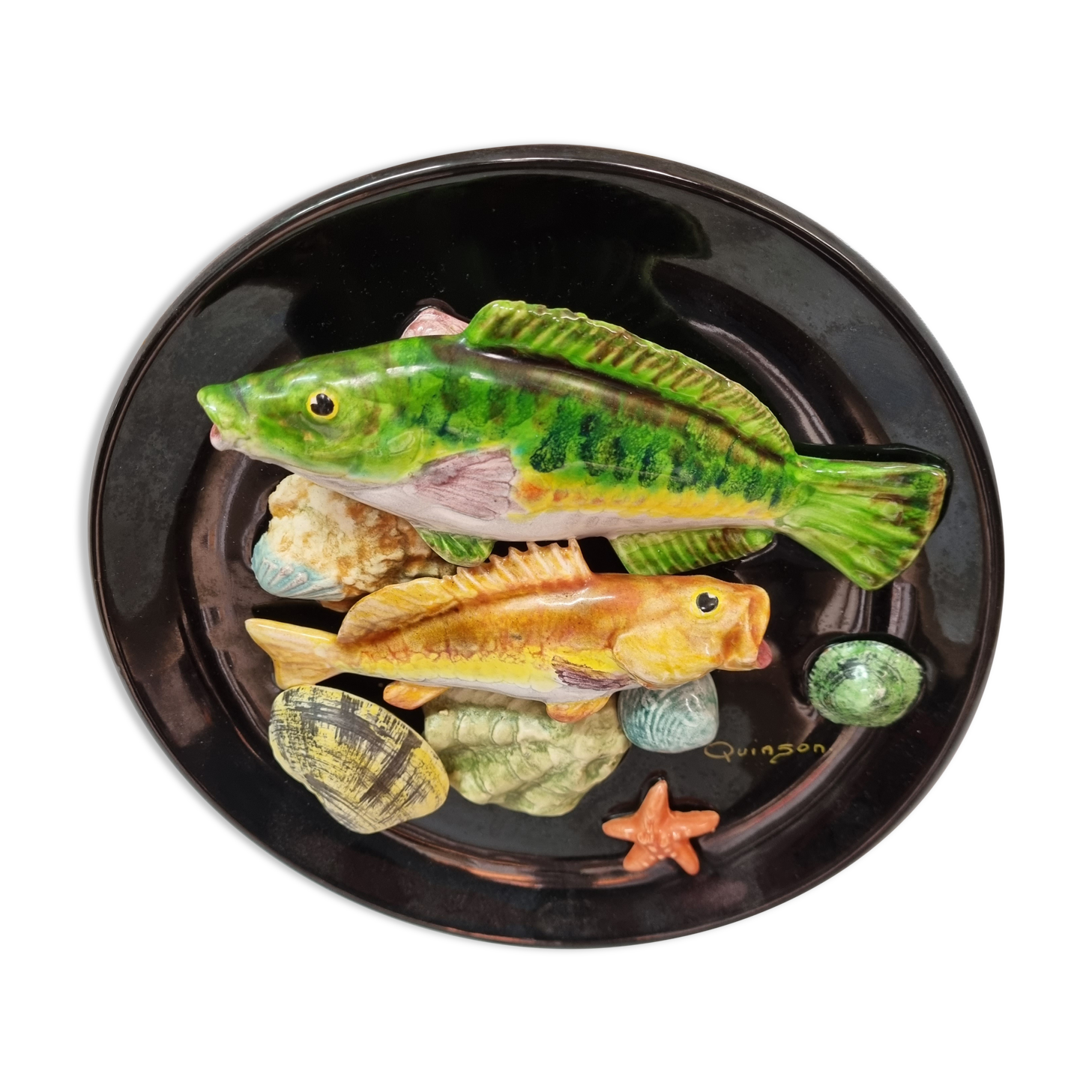 Plate slurry fish, quinson, Vallauris 1970
