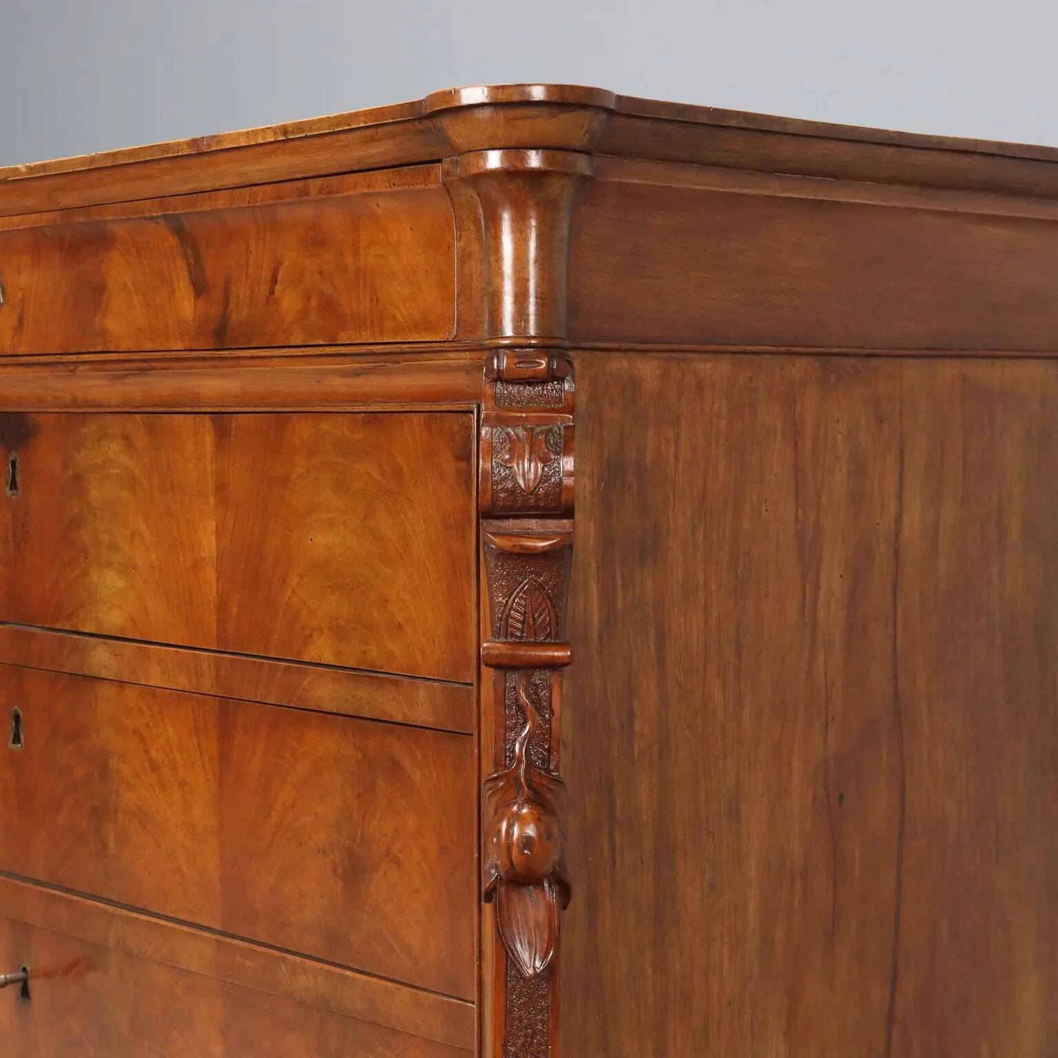 Antique Charles X mahogany commode, Genoa, 19th century