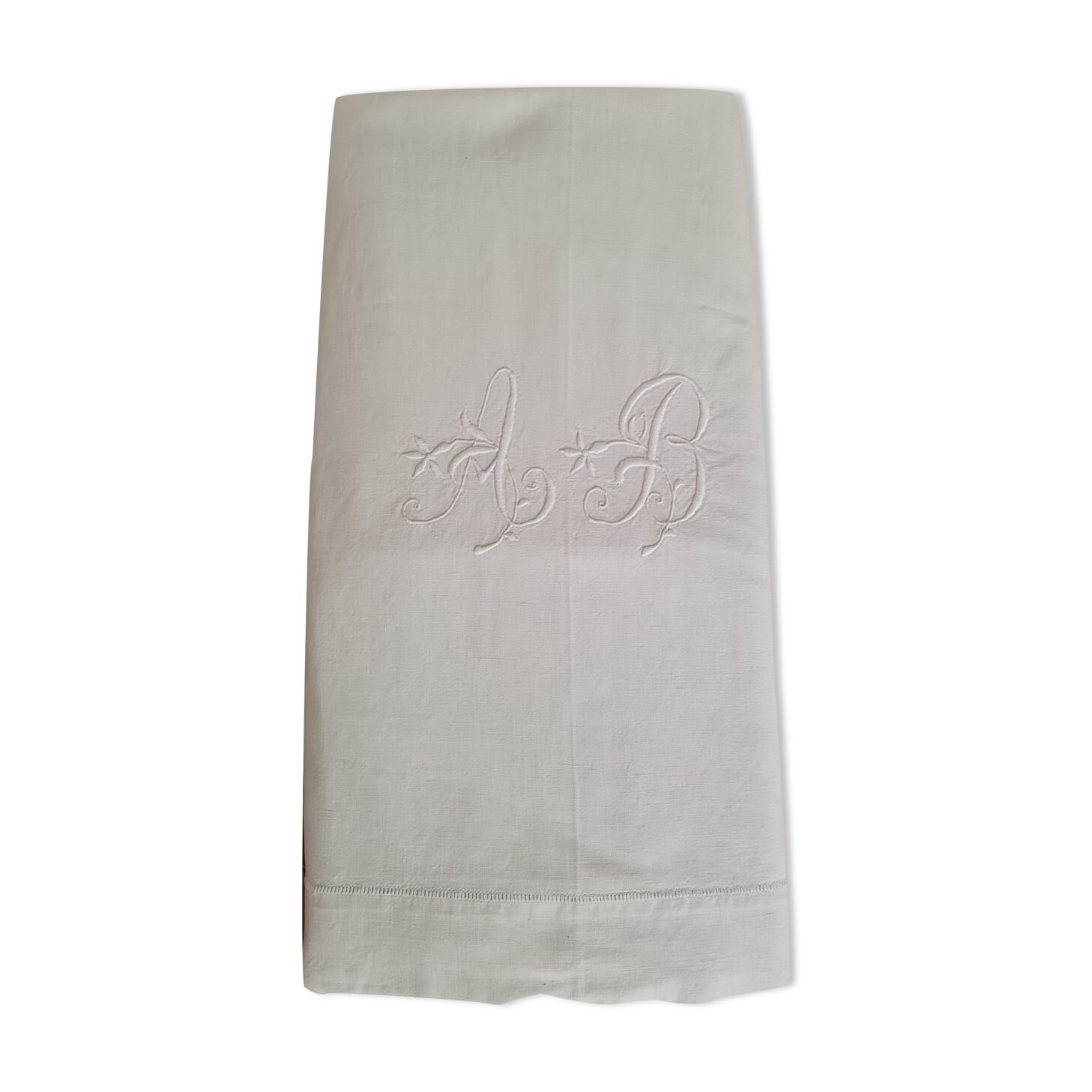 Drap ancien monogramme A B