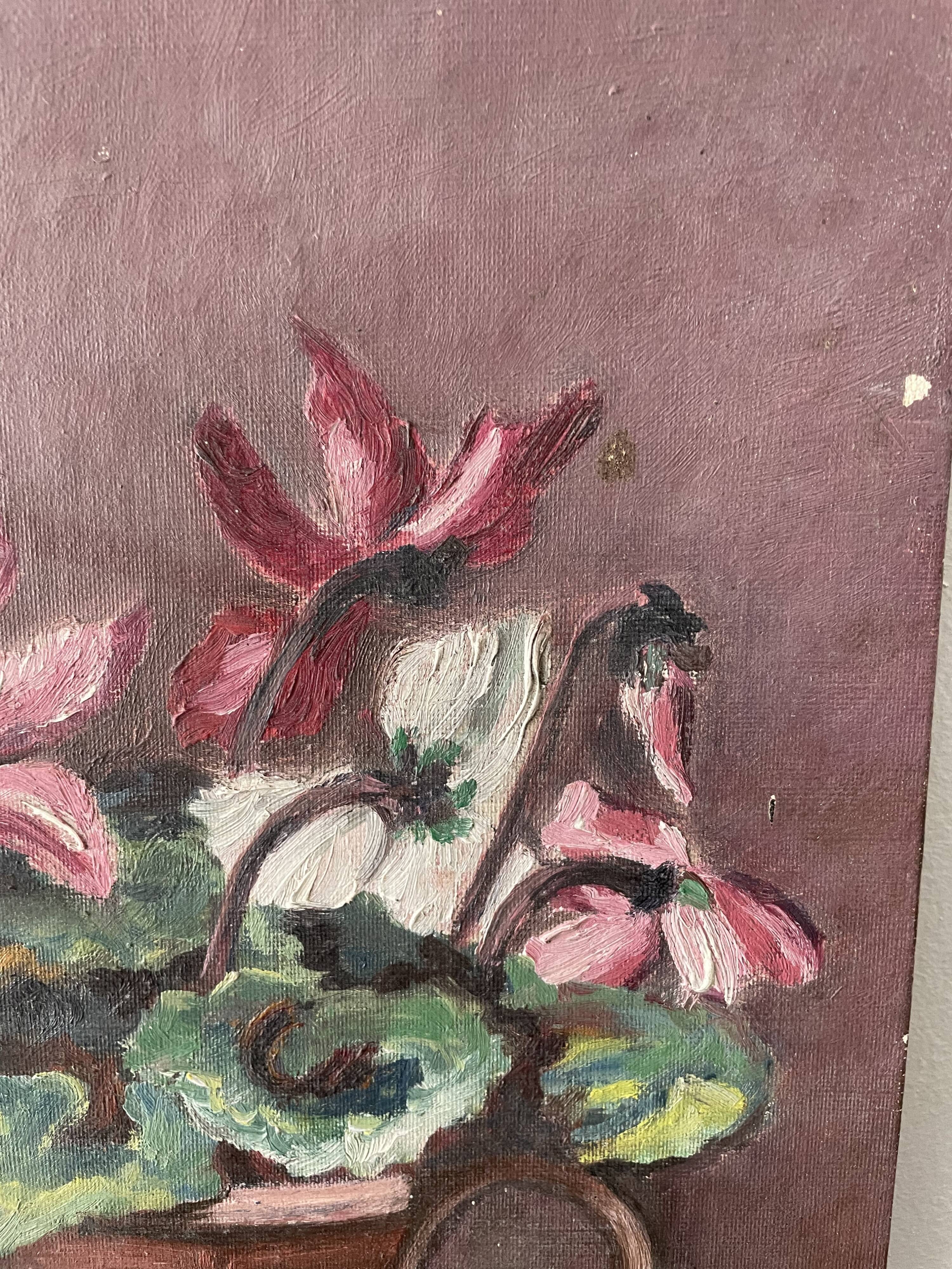 Ancient painting - Bouquet of cyclamens