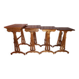 Set of 4 Gallé nesting tables with dragonfly decoration