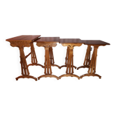 Série de 4 tables gigognes gallé à décor de libellules