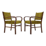 1940s Pair of Restored Beech Art Deco Armchairs ,Czechoslovakia