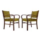 Paire de fauteuils Art déco en hêtre restaurés des années 1940, Tchécoslovaquie