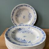 Set of 9 hollow plates 1900 "Butterfly" FF Pexonne