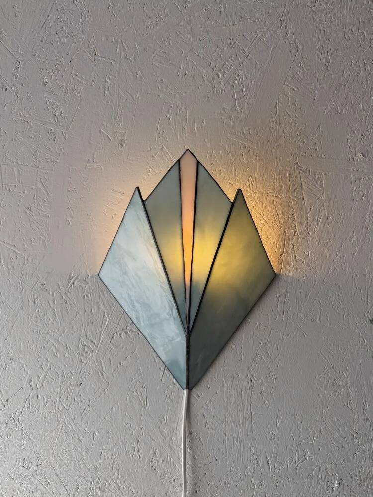 Vintage stained glass wall lamp 1970s