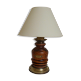 Pied de lampe en bois et laiton