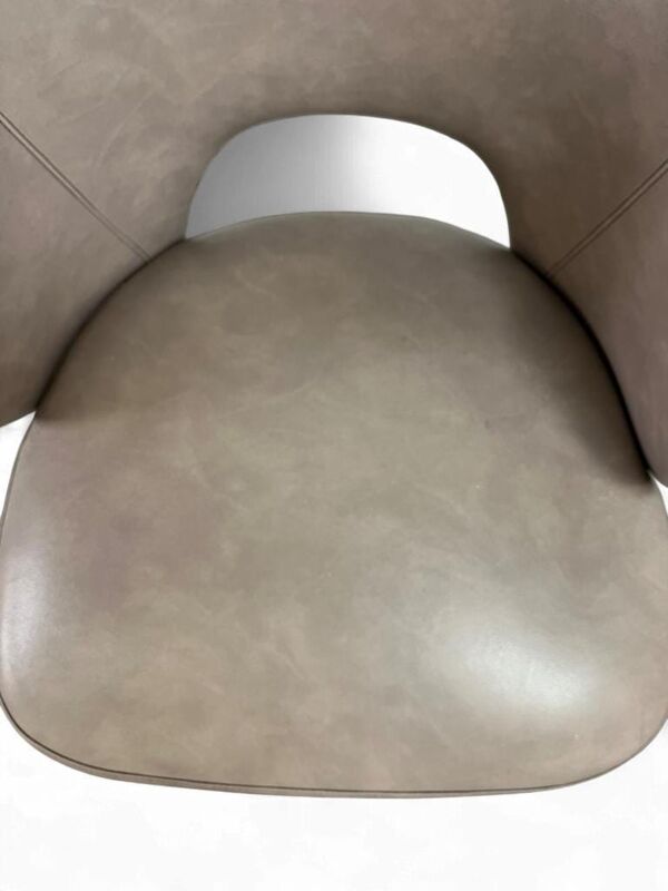 Chaise lounge vintage taupe / chaise de bureau avec cadre chromé