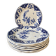 Set of 7 flat plates in Gien earthenware, Delft décor