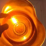 Vintage iridescent orange glass vase, 70s design
