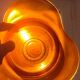 Vintage iridescent orange glass vase, 70s design