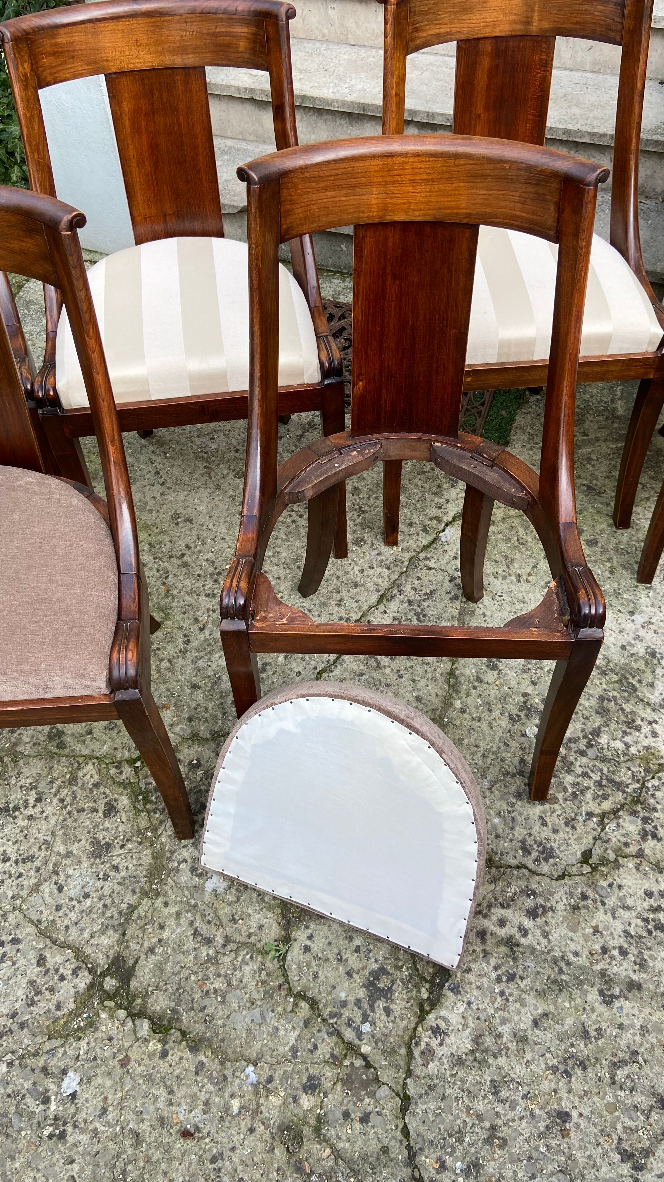 Pair of Empire style gondola chairs