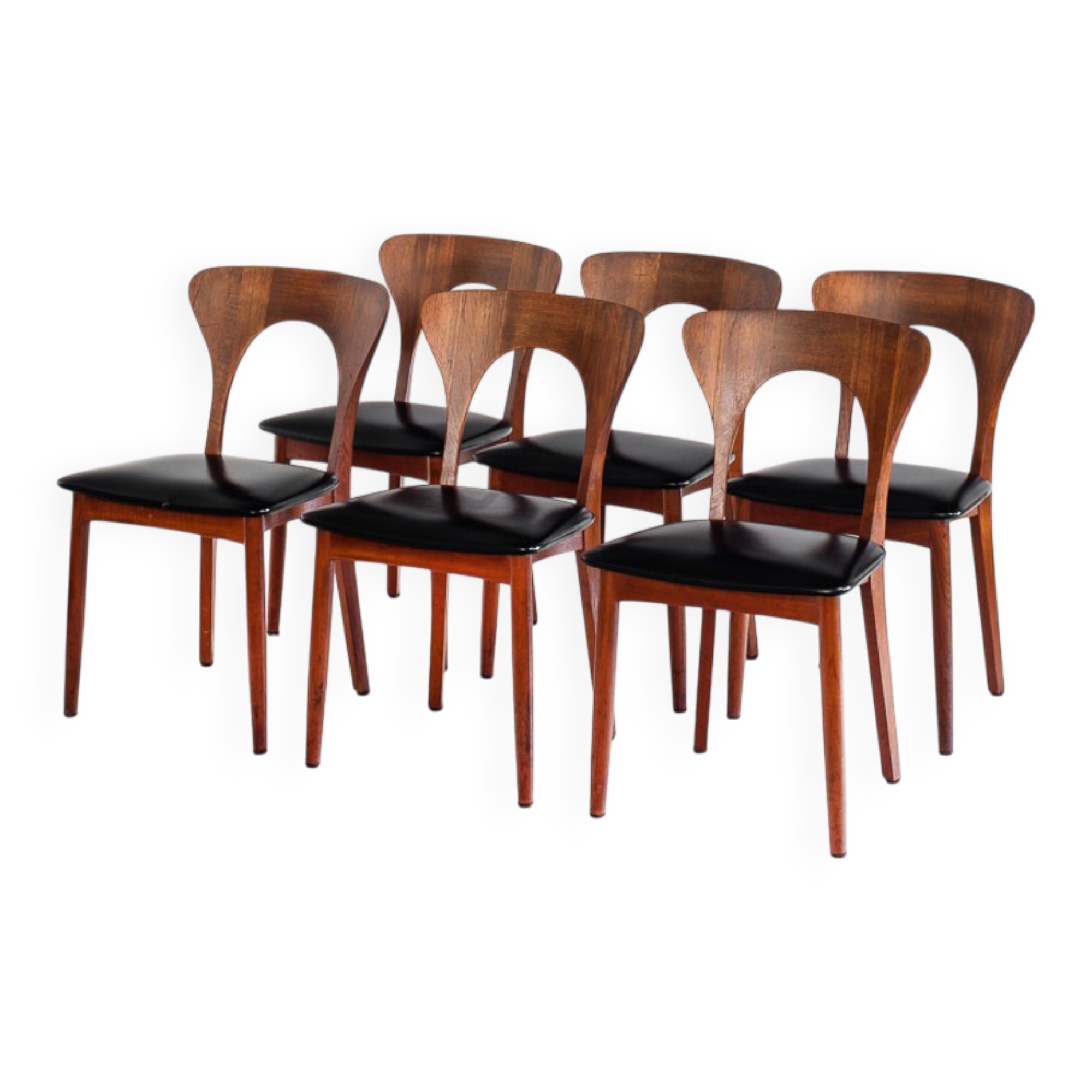 Suite de 6 chaises "Pierre". Palissandre. Niels Koefoed. Danemark, 60s