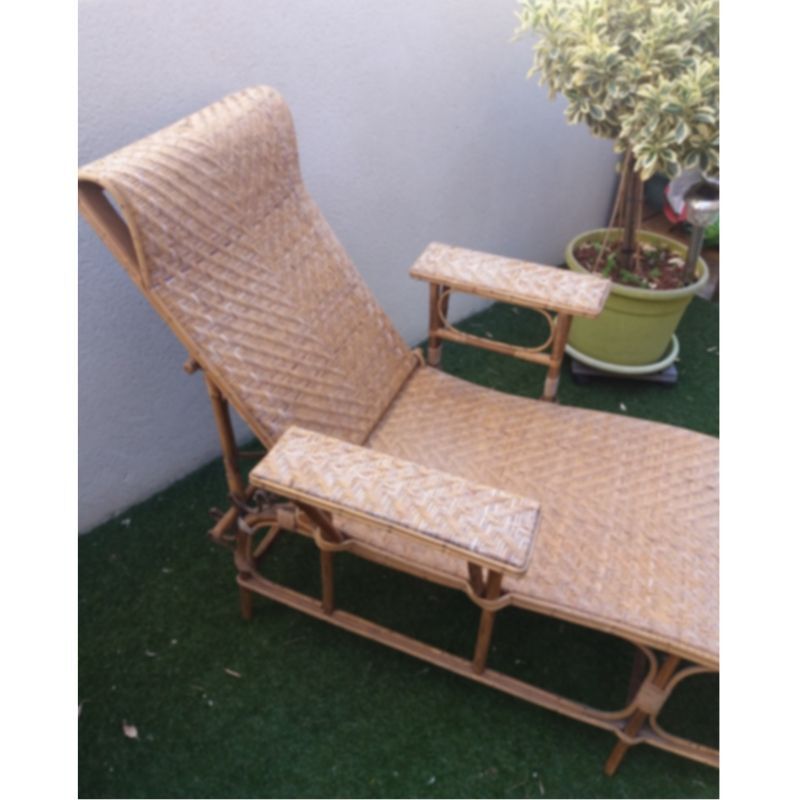 Transat chaise longue en rotin des années 30